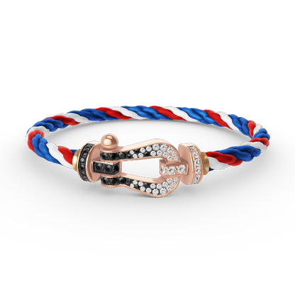 [BLUE TEARS]FORCE LARGE HORSESHOE BLACK WHITE DIAMOND BRACELET ROSE GOLD