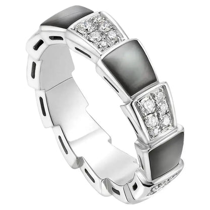 [BLUE TEARS]SERPENTI RING SILVER DIAMOND BLACK MOP 4MM