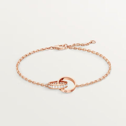 [Blue Tears Jewelry]LOVE DOUBLE RING HALF DIAMOND BRACELET