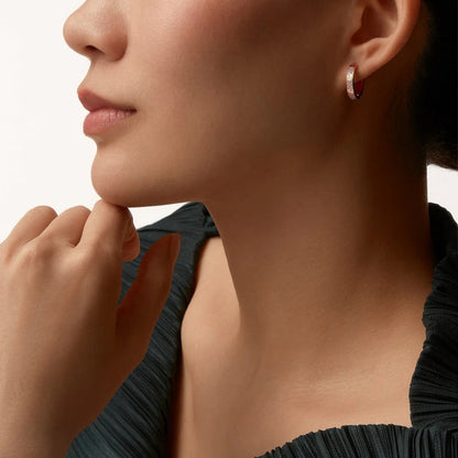 [Blue Tears Jewelry]LOVE 3.3MM DANGLE HALF DIAMOND EARRINGS