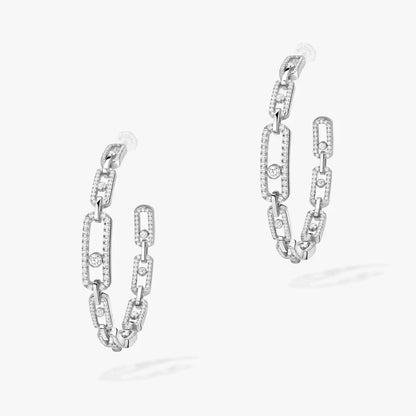 [Blue Tears Jewelry]Move Link Diamond Hoop Earrings