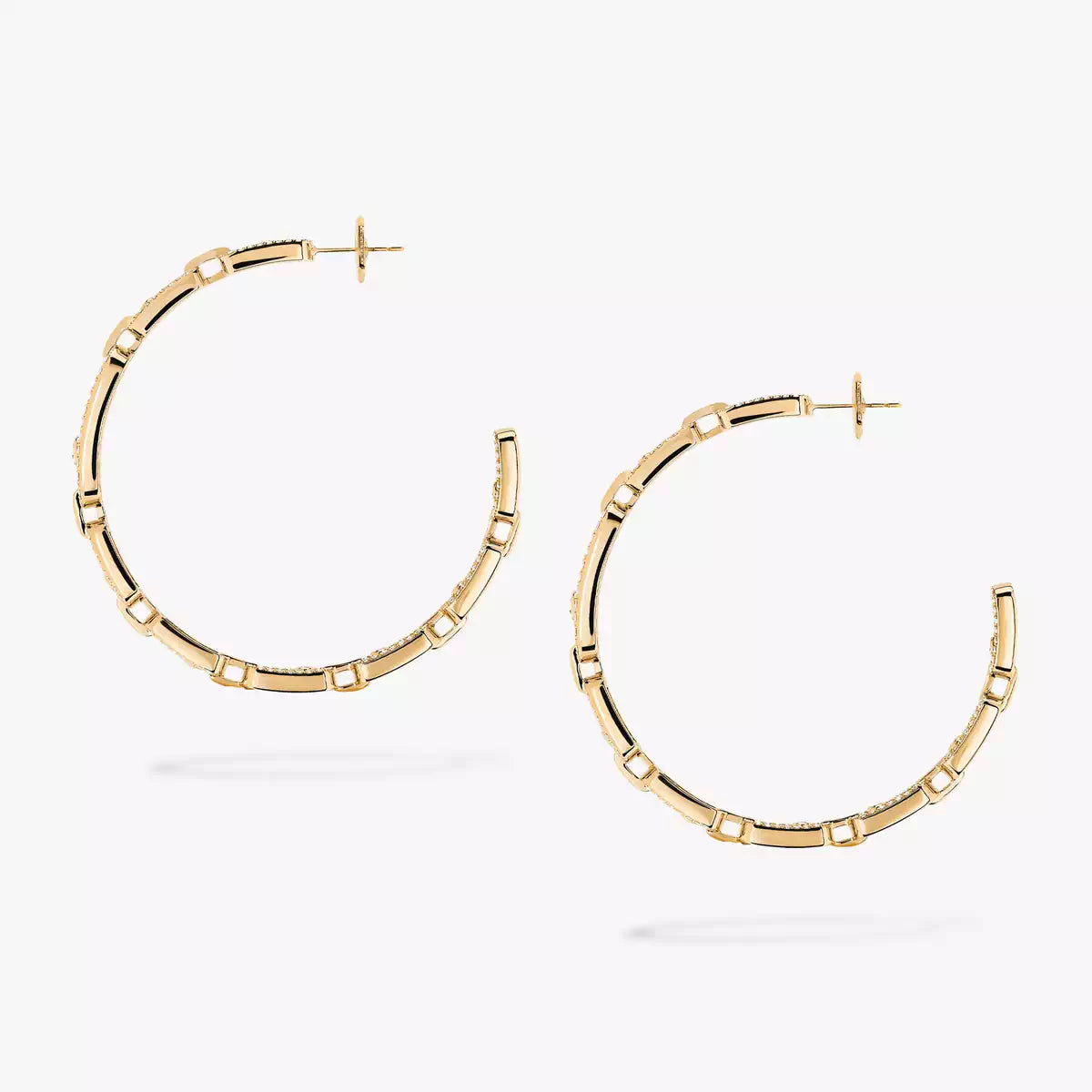 [[Blue Tears Jewelry]Move Link Diamond Hoop Earrings
