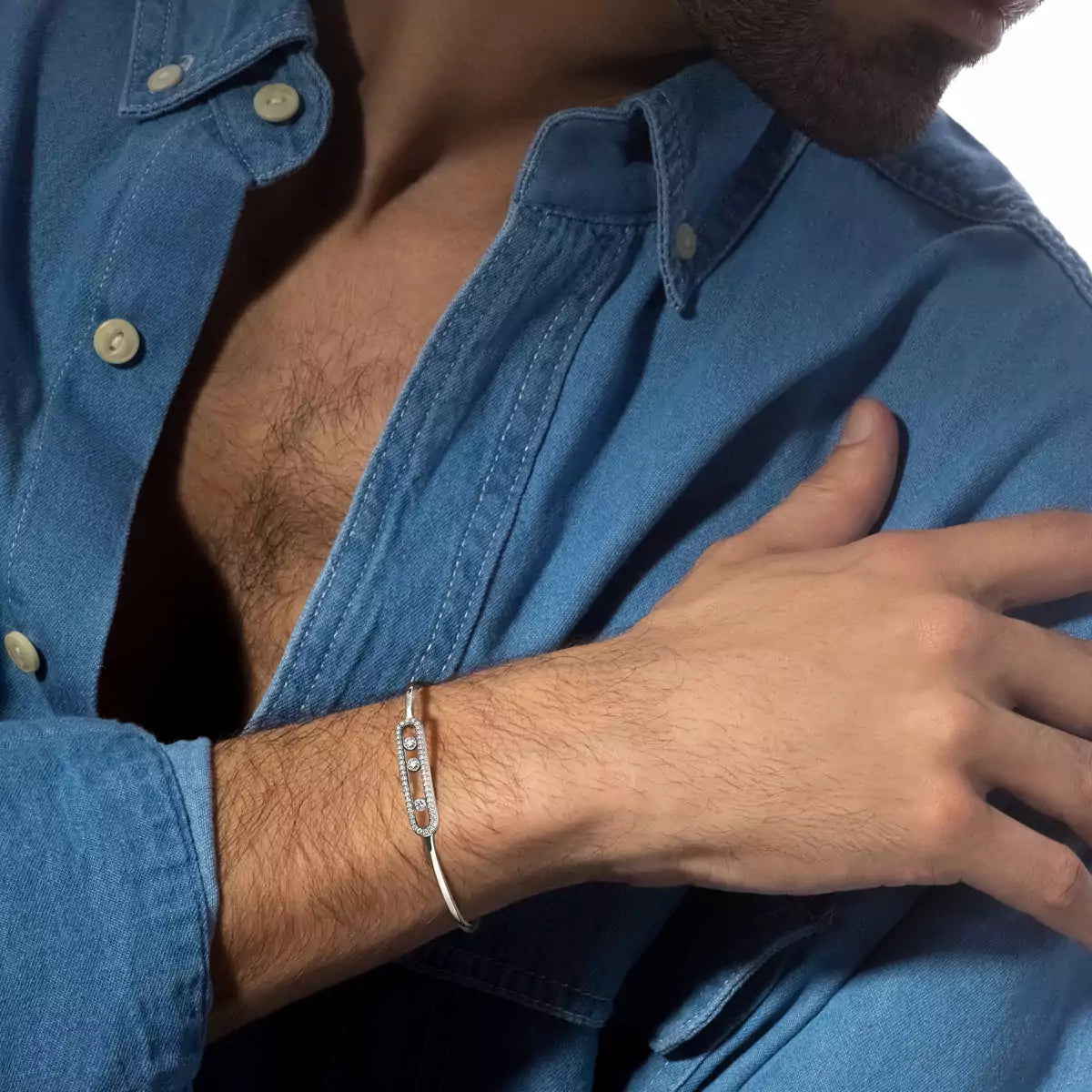 [Blue Tears Jewelry]Move Pav¨¦ Diamond Bangle Bracelet M