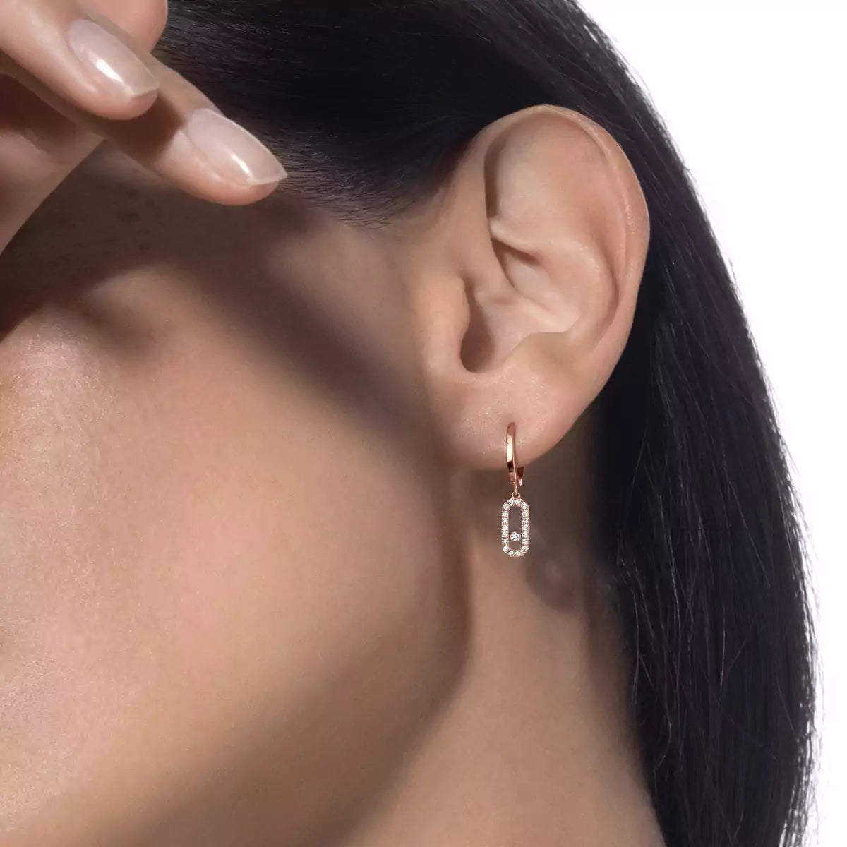 [Blue Tears Jewelry]Move Uno Single Diamond Hoop Earring