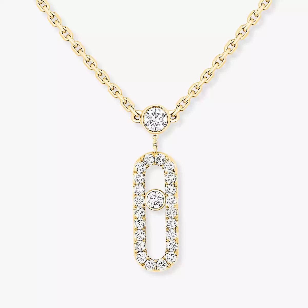 [Blue Tears Jewelry]2 Rows Rose Gold Diamond Pave_ Necklace Move Uno