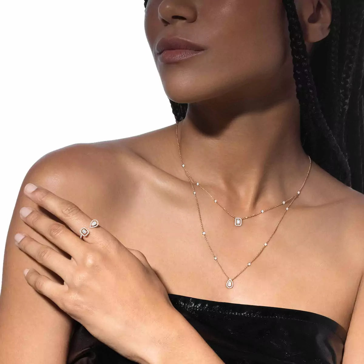 [Blue Tears Jewelry]Diamond Necklace My Twin 2 Rows