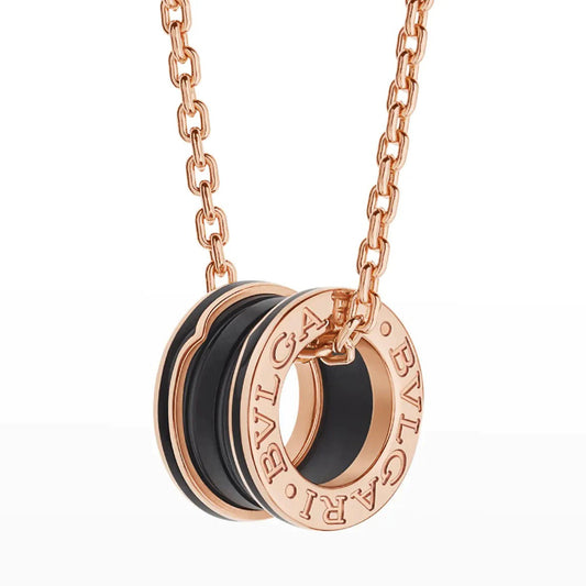 [BLUE TEARS]ZERO 1 BLACK CERAMIC PINK GOLD NECKLACE