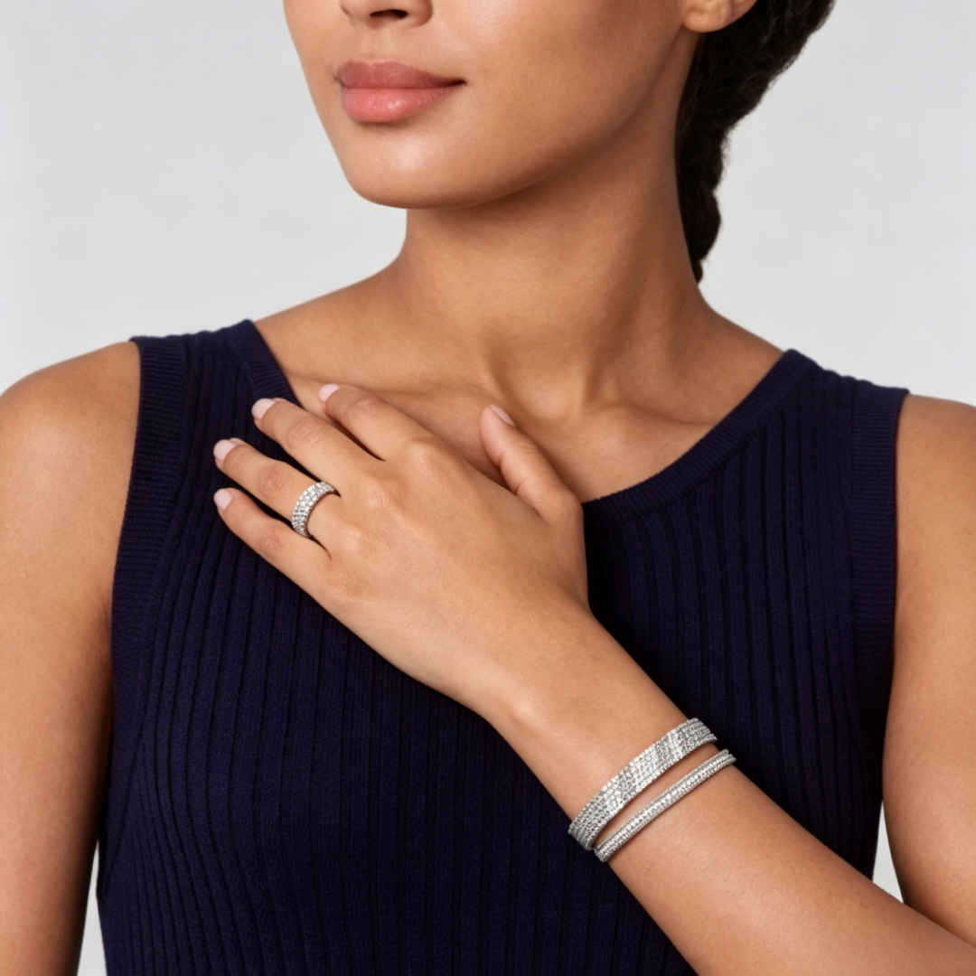 [Blue Tears Jewelry] THREE-ROW DIAMOND RING