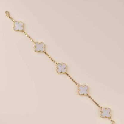 [BLUE TEARS]CLOVER  5 MOTIF WHITE MOP BRACELET