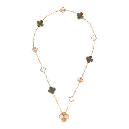 [Blue Tears]DETACHABLE CLOVER 15(11+4) FLOWER ROSE GOLD NECKLACE SET