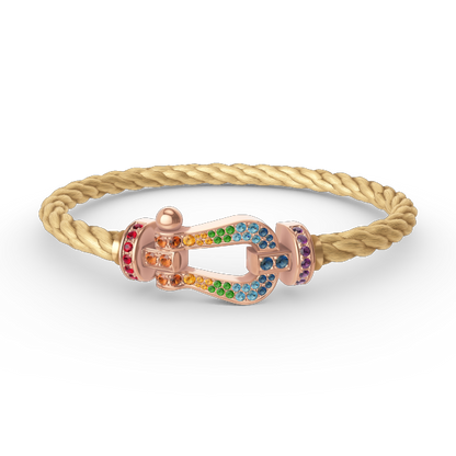 [BLUE TEARS]FORCE LARGE HORSESHOE  COLORED DIAMOND BRACELET ROSE GOLD