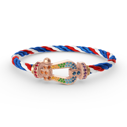 [BLUE TEARS]FORCE LARGE HORSESHOE  COLORED DIAMOND BRACELET ROSE GOLD