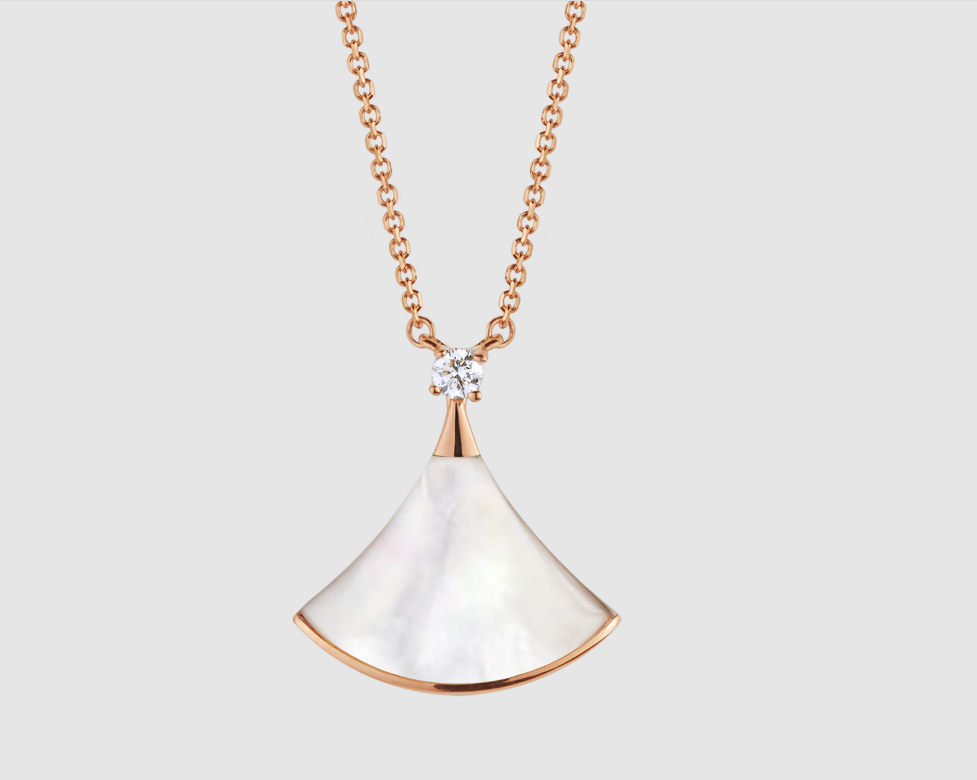 [BLUE TEARS]DREAM NECKLACE WHITE MOP PINK GOLD 1 DIAMOND