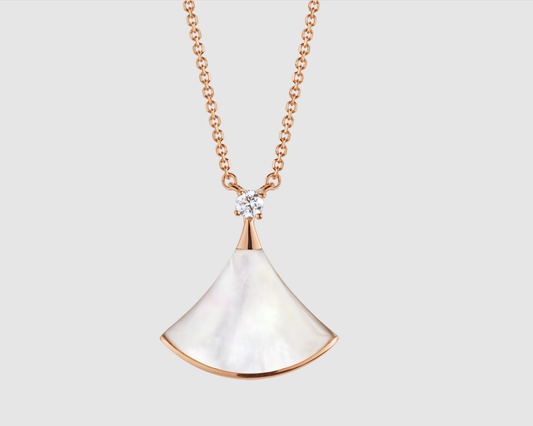 [BLUE TEARS]DREAM NECKLACE WHITE MOP PINK GOLD 1 DIAMOND