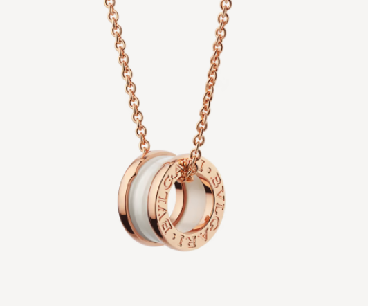 [BLUE TEARS]ZERO 1 WHITE CERAMIC PINK GOLD NECKLACE