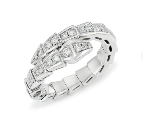 [BLUE TEARS]SERPENTI RING SILVER DIAMOND PAVED 4MM