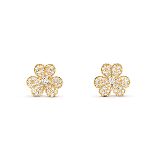 [BLUE TEARS]FRIVOLE GOLD FLOWER DIAMOND EARRINGS