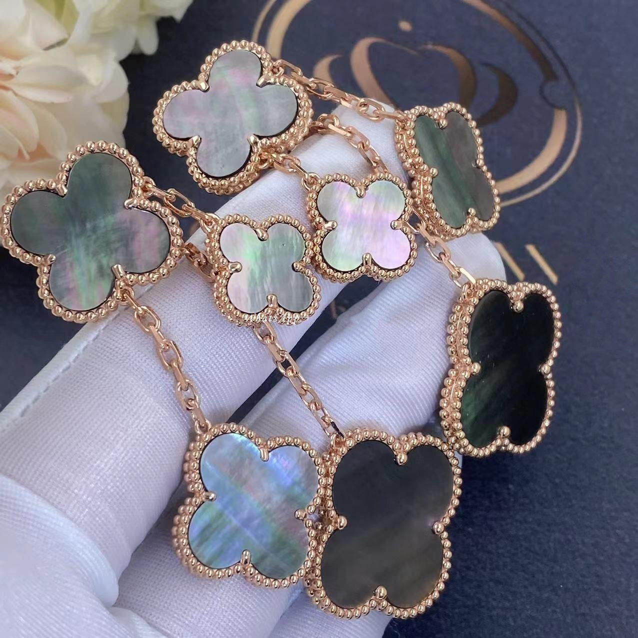 [BLUE TEARS]CLOVER EARRINGS DARK MOP 4 MOTIFS ROSE GOLD