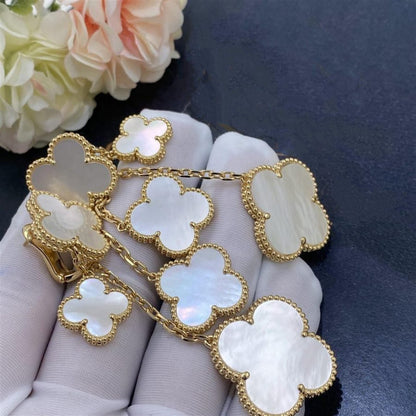[BLUE TEARS]CLOVER EARRINGS WHITE MOP 4 MOTIFS GOLD