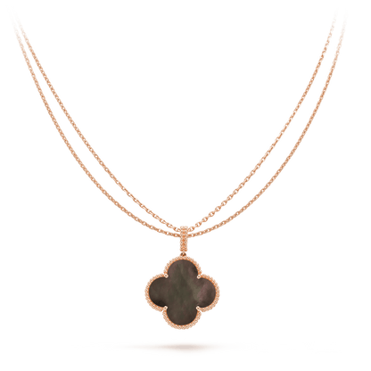[BLUE TEARS]CLOVER 25MM GOLD DARK MOP BIG CLOVER NECKLACE