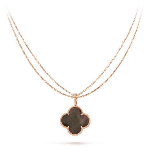 [BLUE TEARS]CLOVER 25MM GOLD DARK MOP BIG CLOVER NECKLACE