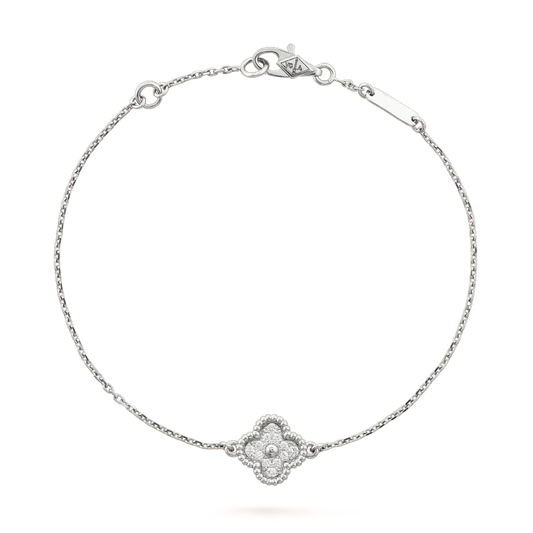 [BLUE TEARS]CLOVER  SINGLE FLOWER BRACELET SILVER