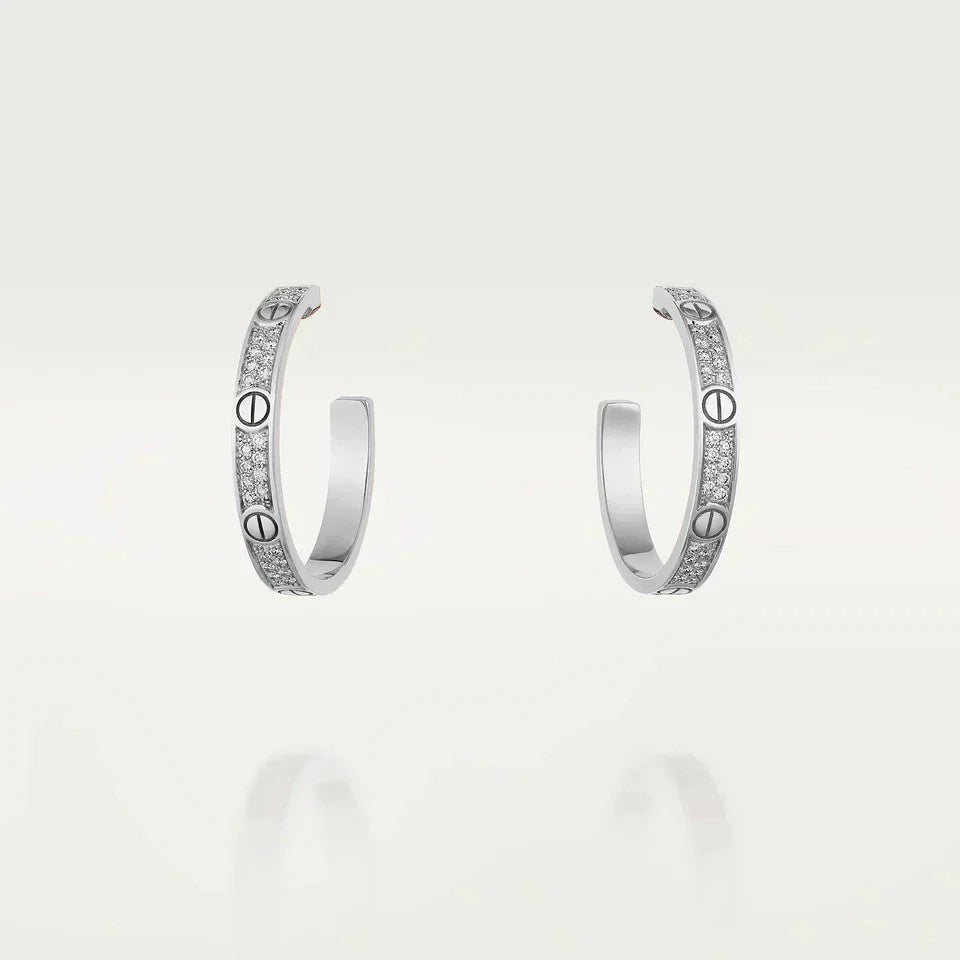 [Blue Tears Jewelry]LOVE EARRINGS 3.6MM DIAMOND PAVED