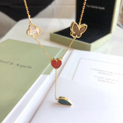 [BLUE TEARS]LUCKY SPRING 4 MOTIFS ROSE GOLD NECKLACE