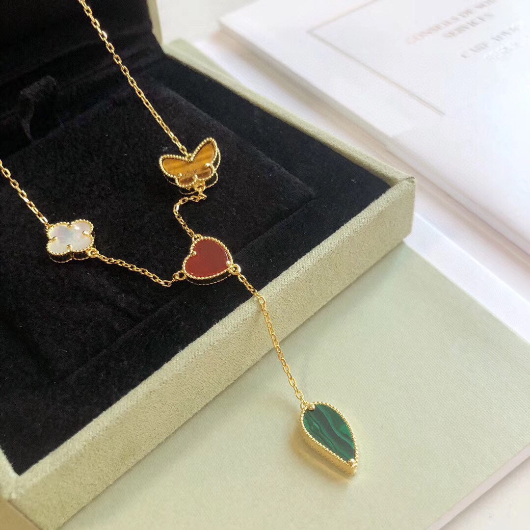 [BLUE TEARS]LUCKY SPRING 4 MOTIFS ROSE GOLD NECKLACE