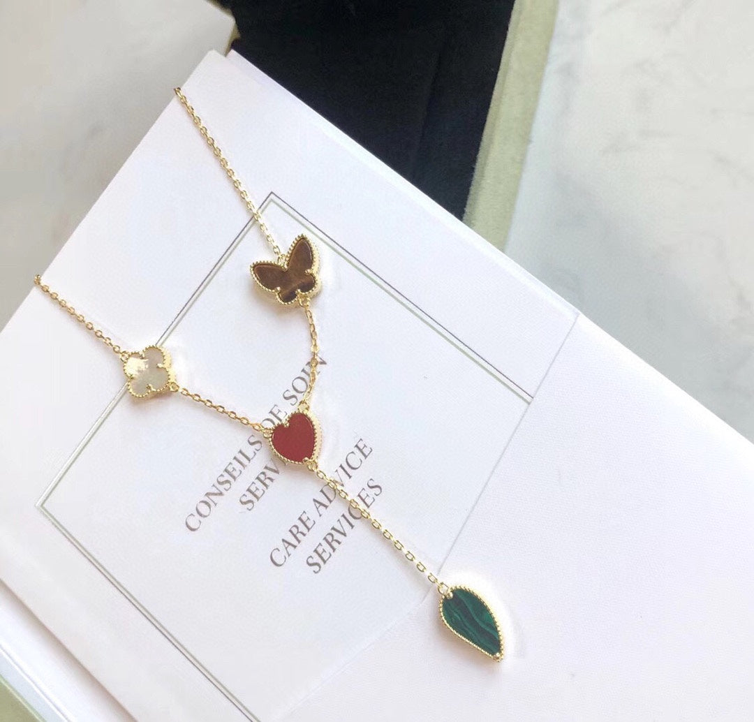 [BLUE TEARS]LUCKY SPRING 4 MOTIFS ROSE GOLD NECKLACE