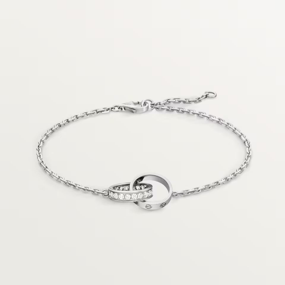 [Blue Tears Jewelry]LOVE DOUBLE RING HALF DIAMOND BRACELET