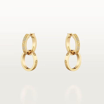 [Blue Tears Jewelry]LOVE 3.3MM DANGLE HALF DIAMOND EARRINGS