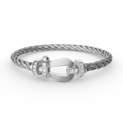 [BLUE TEARS]FORCE LARGE HORSESHOE HALF DIAMOND BRACELET SILVER
