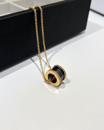 [BLUE TEARS]ZERO 1 BLACK CERAMIC DIAMOND PINK GOLD NECKLACE