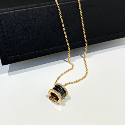 [BLUE TEARS]ZERO 1 BLACK CERAMIC DIAMOND PINK GOLD NECKLACE